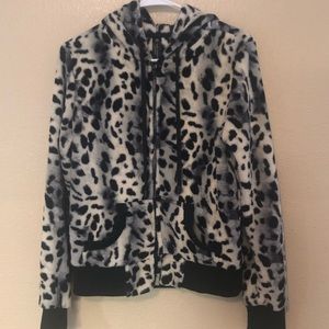 Super soft leopard print zip hoodie